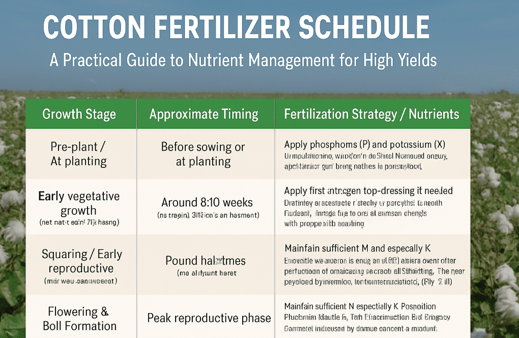 cotton crop fertilizer schedule